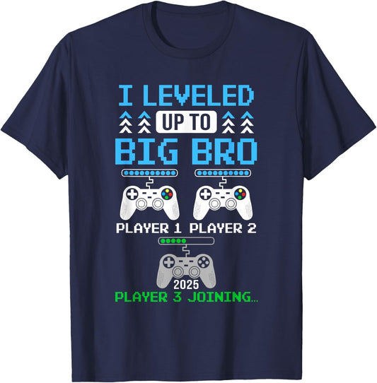 Leveled Up To Big Brother Again Big Brother Est 2025 Kids T-Shirt - T-Shirt | Navy