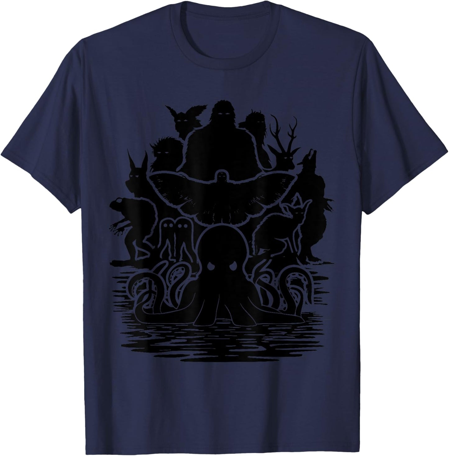 Bigfoot Mothman Dogman Other Monsters! Funny Cryptid T-Shirt - T-Shirt | Navy