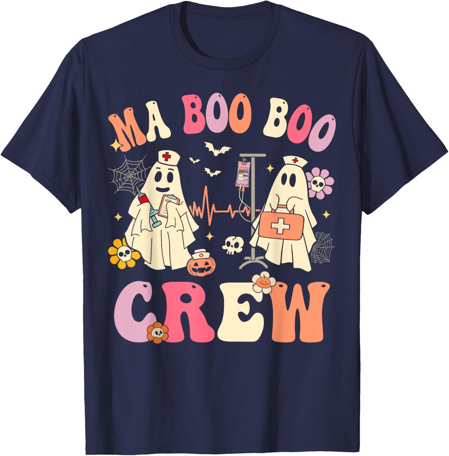 Medical Assistant Boo Crew Funny MA Halloween T-Shirt - T-Shirt | Navy