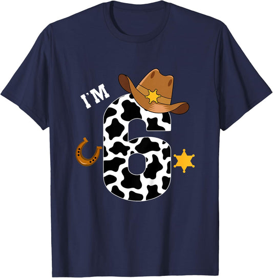 Kids 6th Birthday Shirt Boy 6 Year Old Rodeo Western Cowboy T-Shirt - T-Shirt | Navy