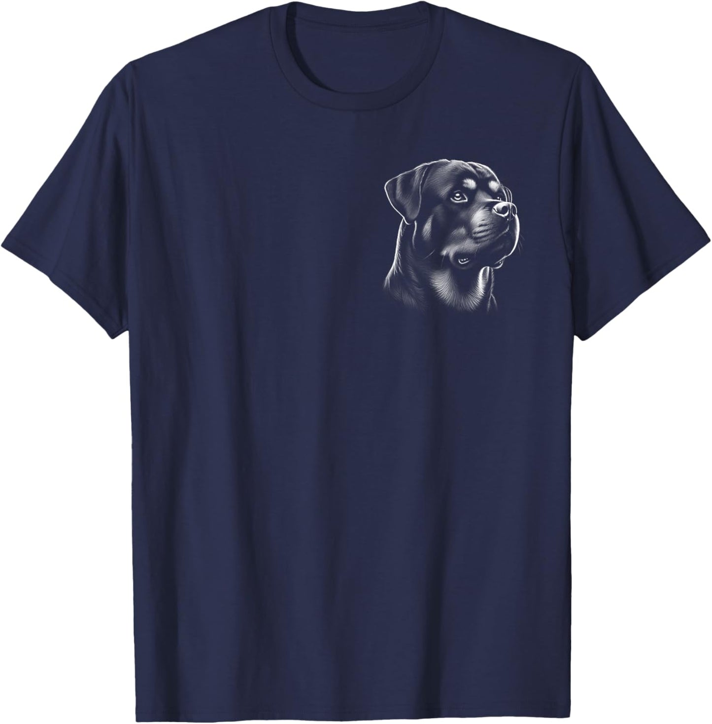 Proud Rottweiler Head Drawing Style on Chest T-Shirt - T-Shirt | Navy