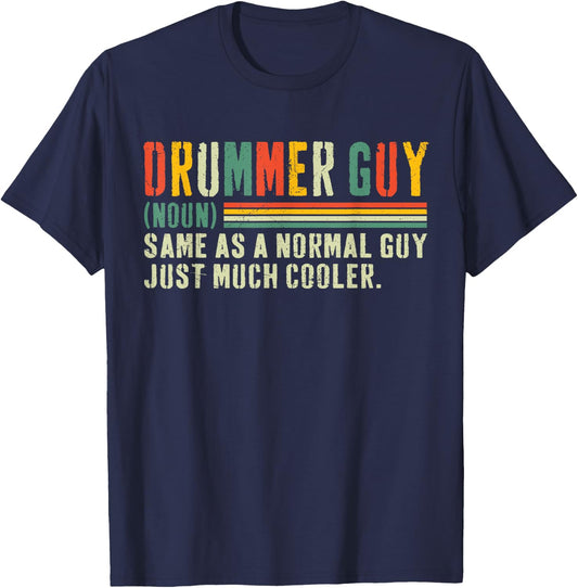 Drummer Guy Cool Vintage Drummer Guy Definition , Small, Black T-Shirt - T-Shirt | Navy
