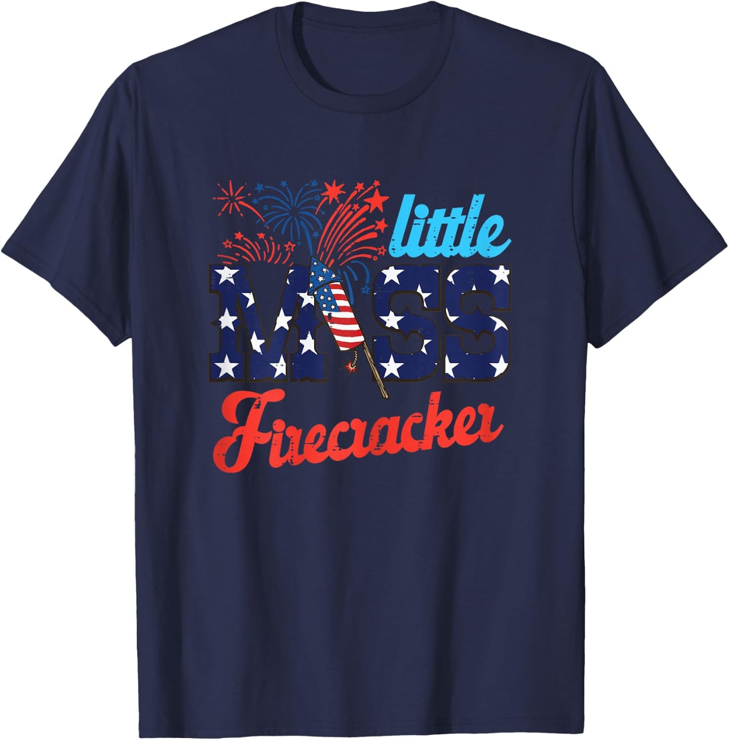 4th of July Little Miss Firecracker Cute Girls Kids Toddler T-Shirt - T-Shirt | Navy