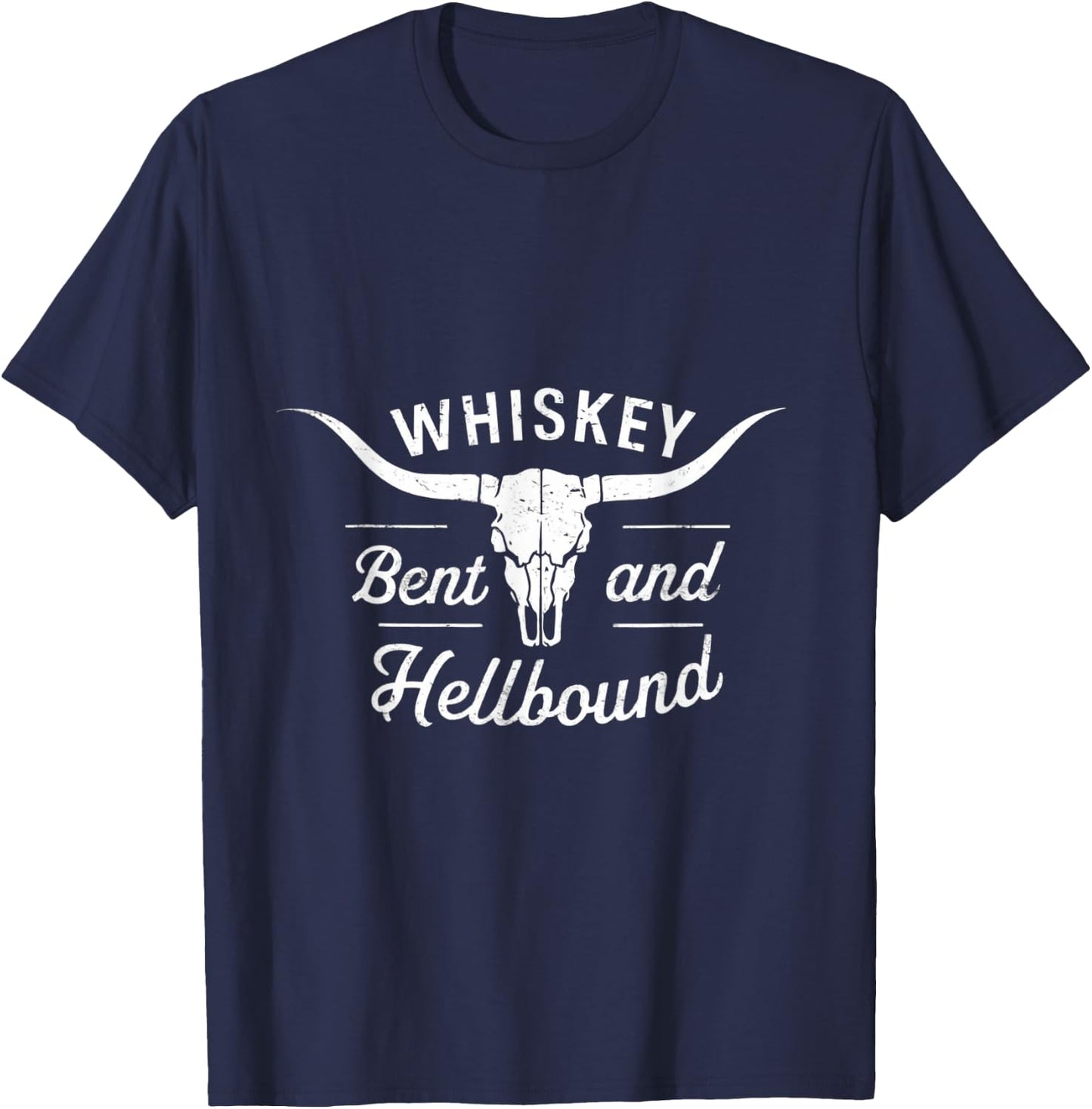 Whiskey Bent And Hellbound Graphic Western Cactus Deserts T-Shirt - T-Shirt | Navy