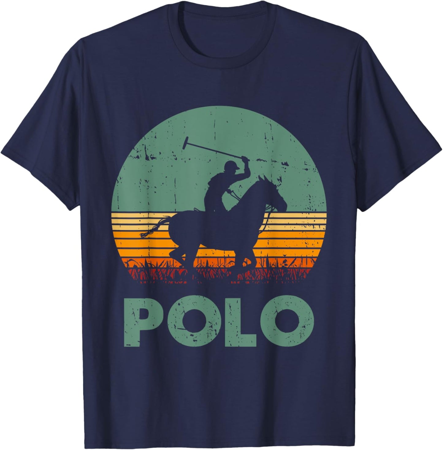 Polo Players Horseback Riding Horse Equestrian Sports T-Shirt - T-Shirt | Navy