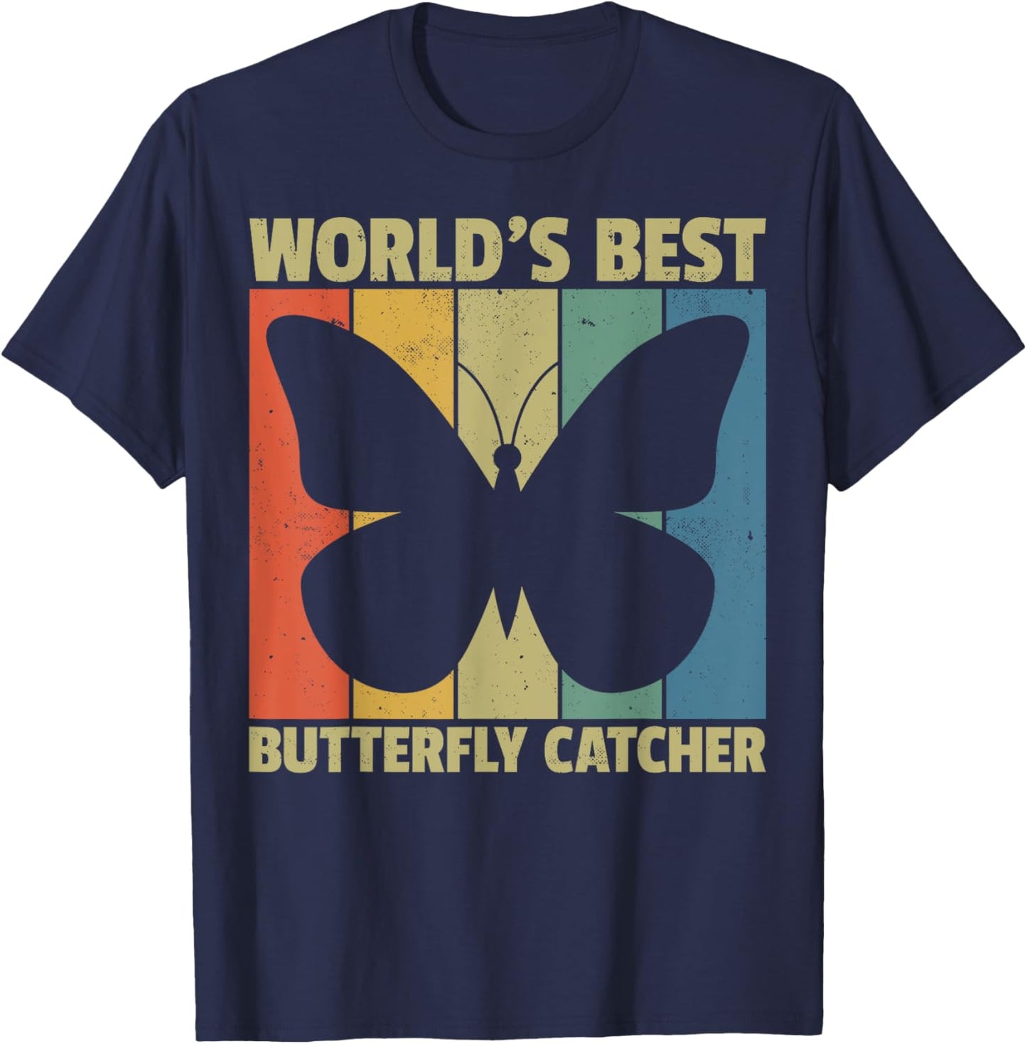 World's Best Butterfly Catcher Retro Nature Lovers T-Shirt - T-Shirt | Navy