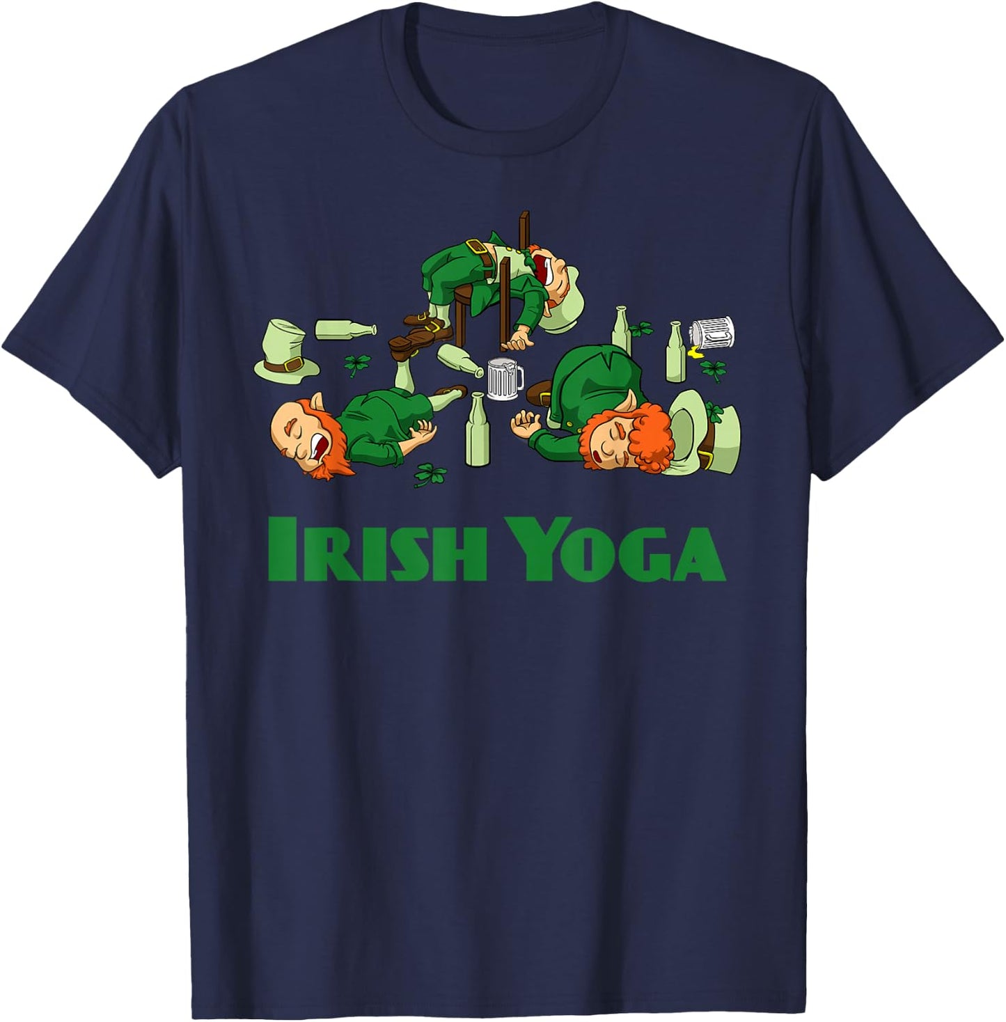 Irish Yoga Funny St. Patrick's Day Party Leprechaun Matching T-Shirt - T-Shirt | Navy