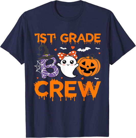 1st Grade Boo Crew Teacher Student Halloween Costume T-Shirt - T-Shirt | Navy