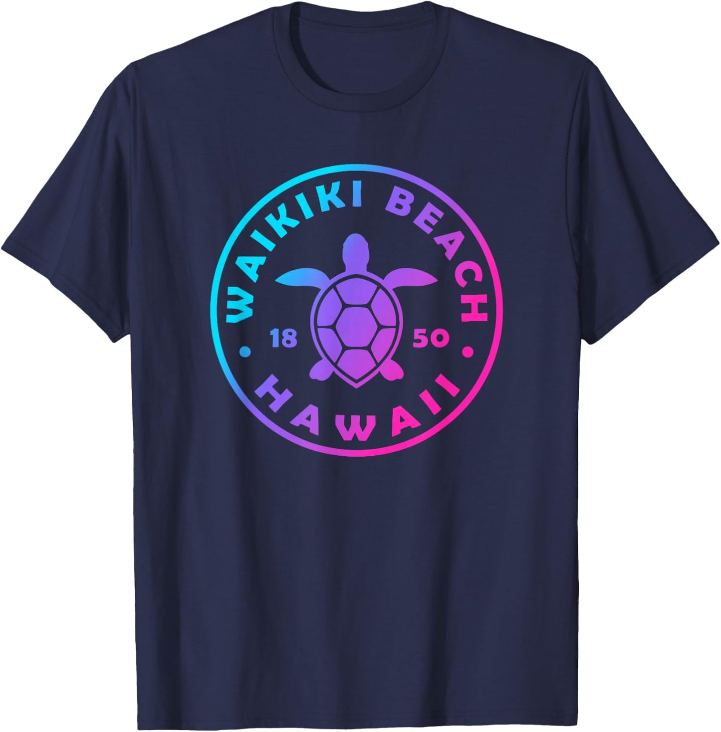 Waikiki Beach Hawaii Sea Turtle Tie Dye Boys Girls Kids T-Shirt - T-Shirt | Navy