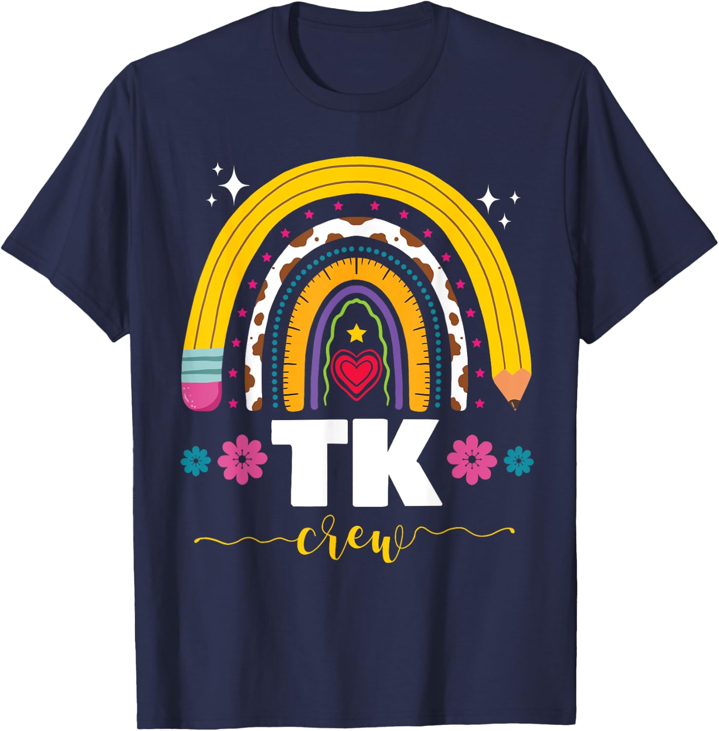 Transitional Kindergarten TK Crew Rainbow Back to School T-Shirt - T-Shirt | Navy