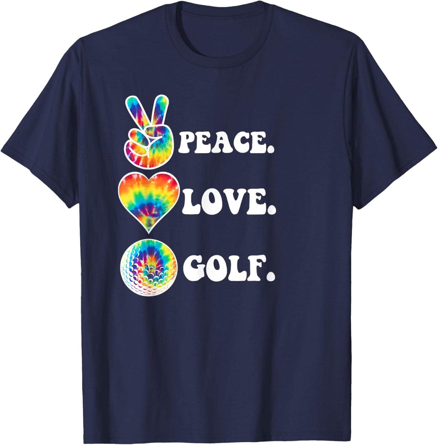 Peace Love Golf Funny Tie Dye Golf Lovers T-Shirt - T-Shirt | Navy