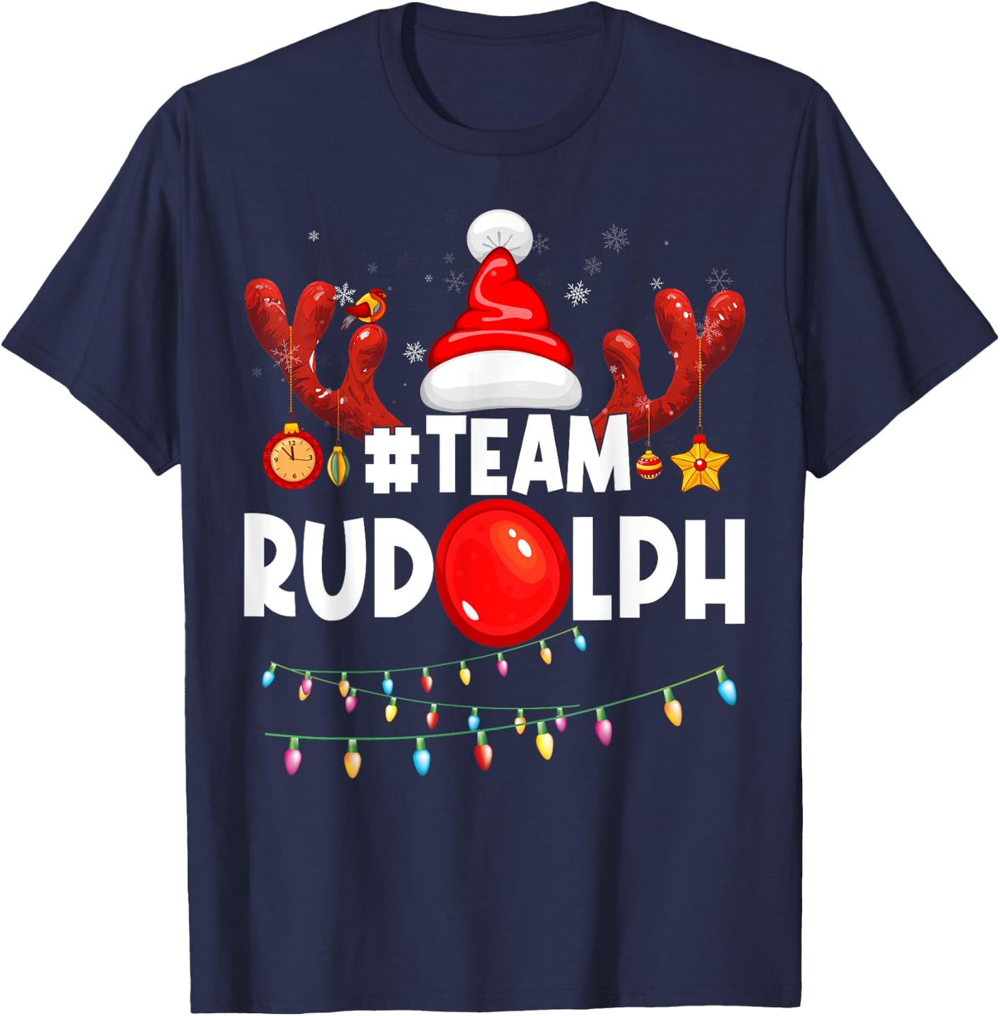 Team Rudolph-Cool Christmas Reindeer Costume T-Shirt - T-Shirt | Navy