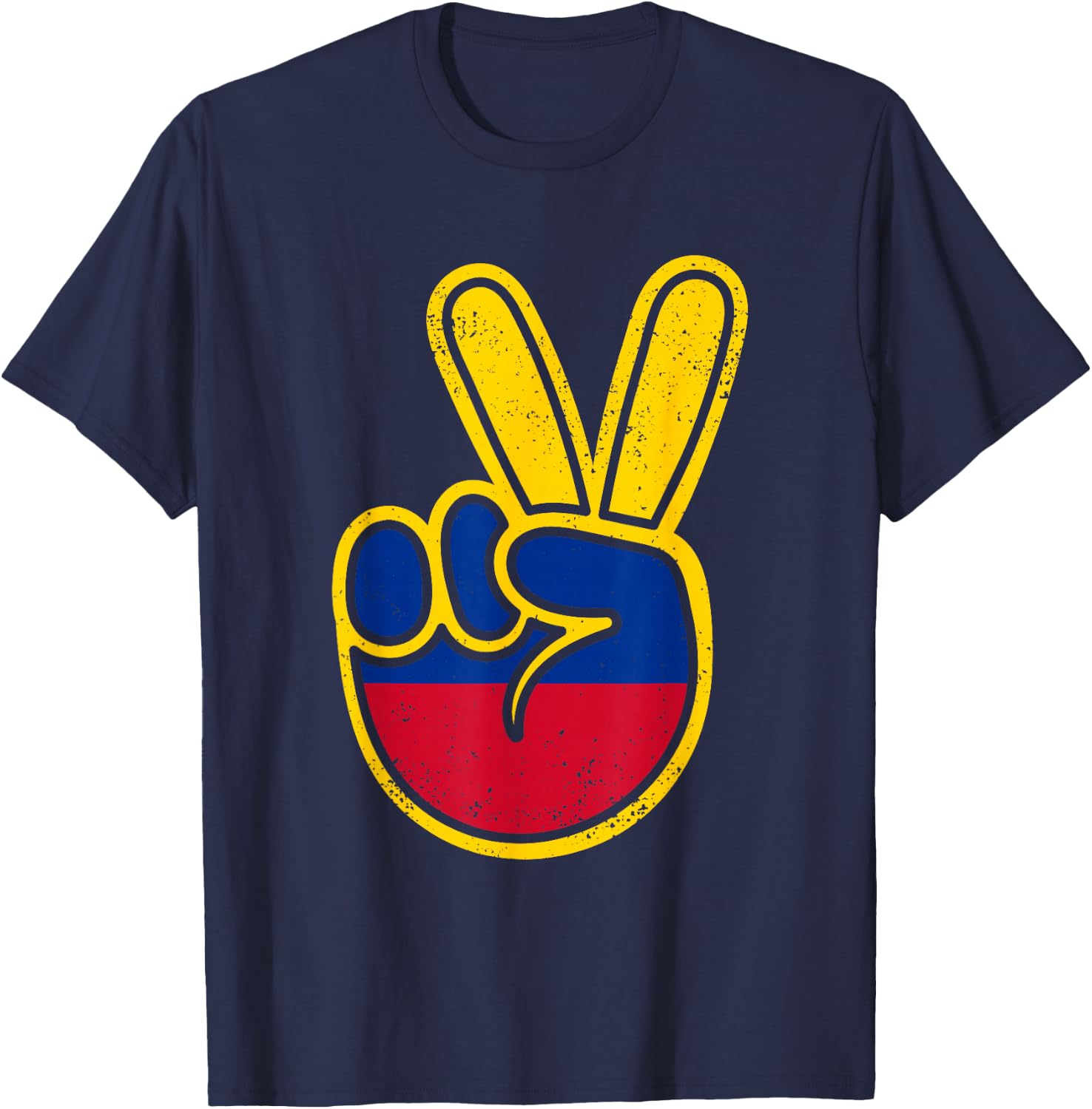 Colombia Flag Peace Sign Funny Retro Vintage Boys Colombian T-Shirt - T-Shirt | Navy