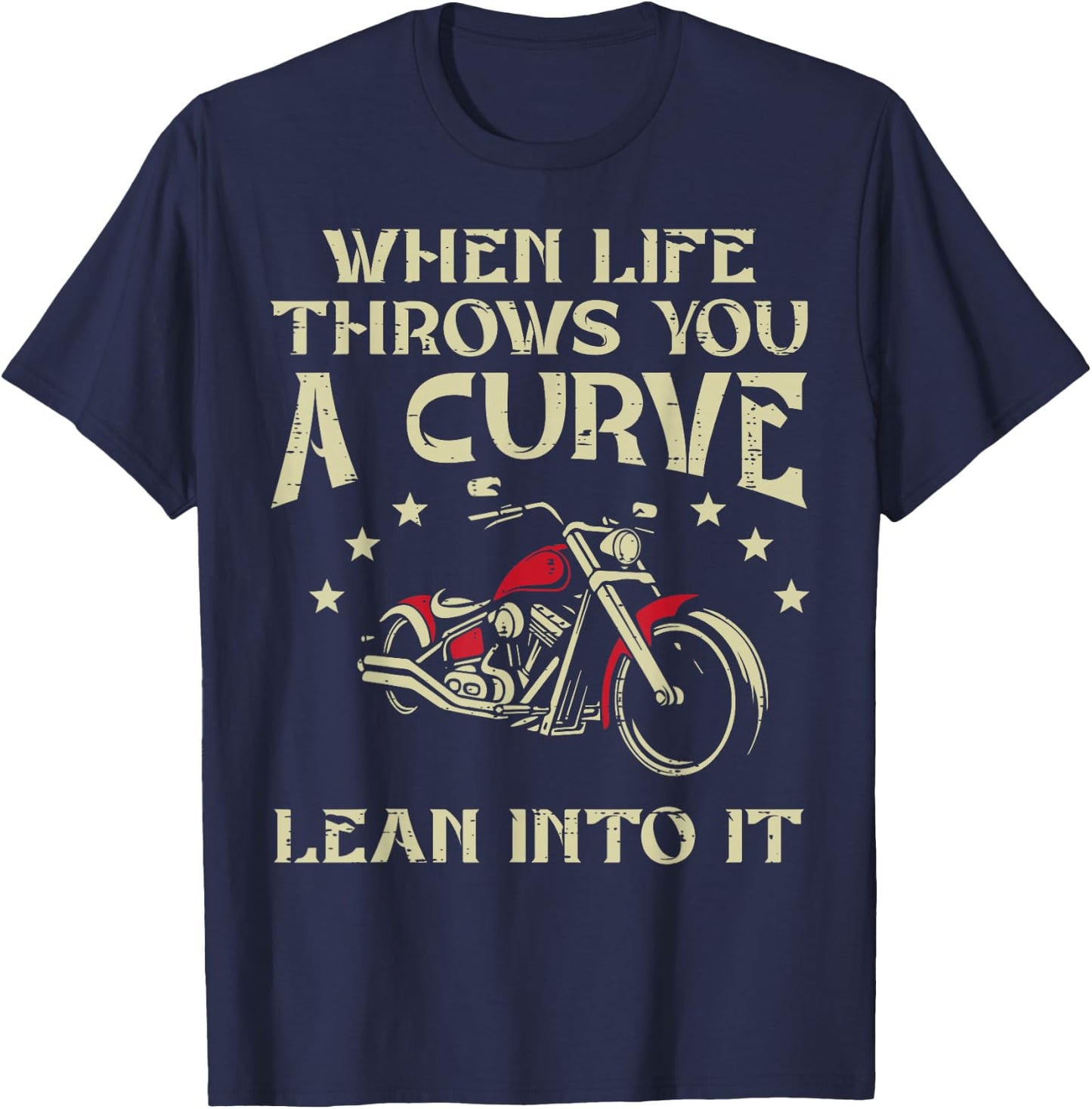 Biker When Life Throws You A Curve Motorcycle Men Women Kids T-Shirt - T-Shirt | Navy