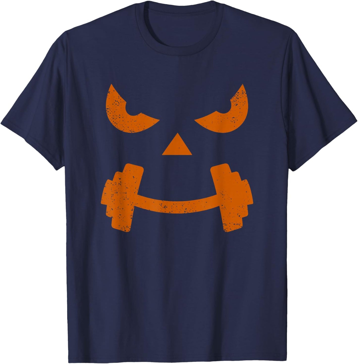 Gym Funny Pumpkin Fitness Halloween Weight Lifting Workout T-Shirt - T-Shirt | Navy