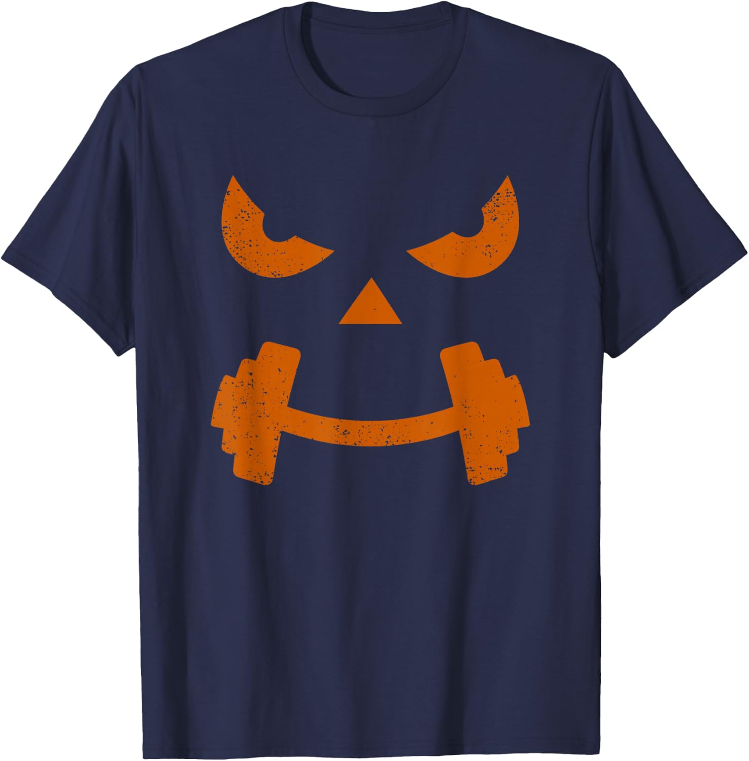 Gym Funny Pumpkin Fitness Halloween Weight Lifting Workout T-Shirt - T-Shirt | Navy