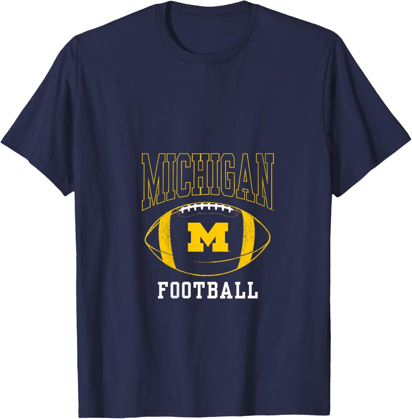 University of Michigan Wolverines U of M Football Ball V-Neck T-Shirt - T-Shirt | Navy