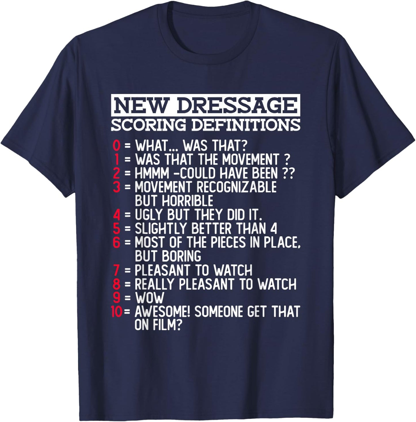 New Dressage Scoring Definitions - Funny Dressage Equestrian T-Shirt - T-Shirt | Navy