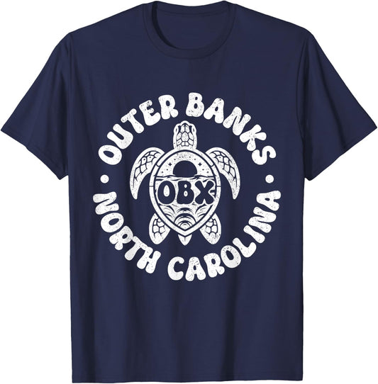 Outer Banks North Carolina Sea Turtle Beach Surf Souvenir T-Shirt - T-Shirt | Navy