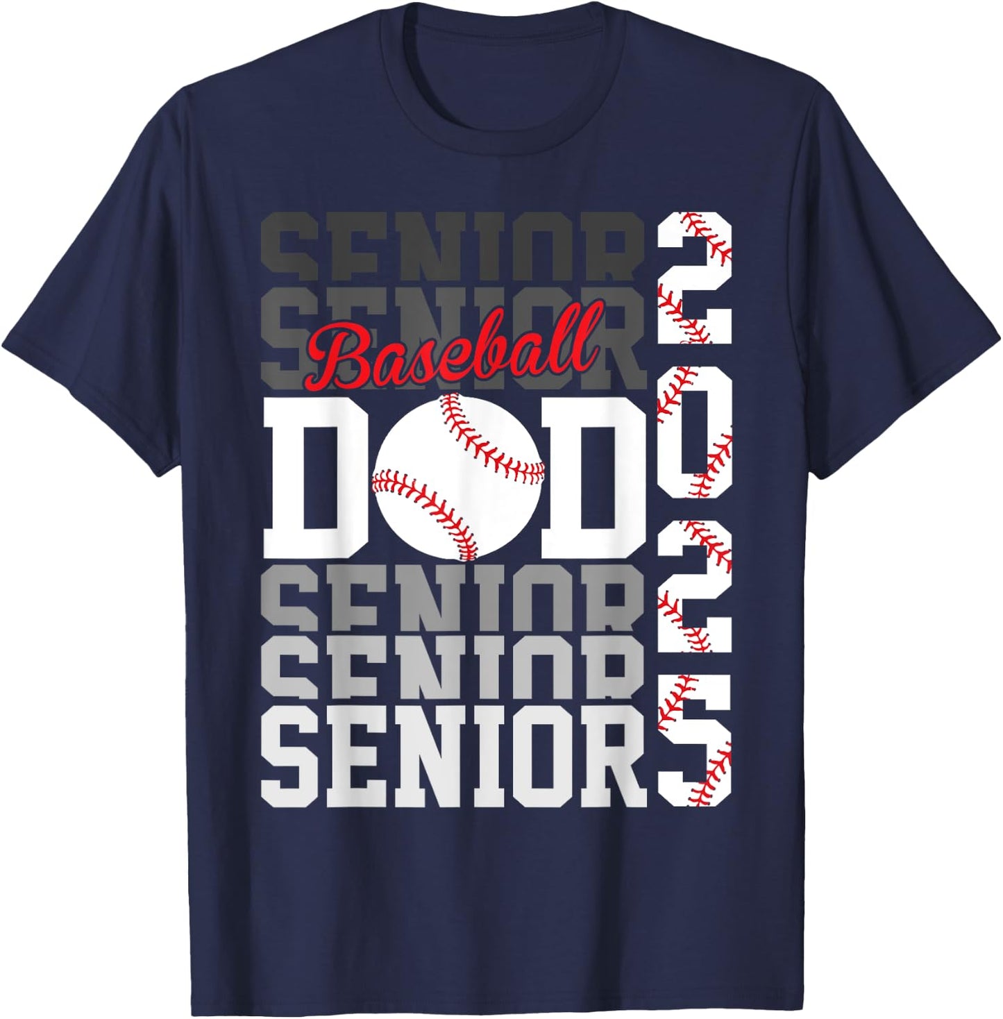 Baseball Senior Dad Class of 2025 Graduate Graduation T-Shirt - T-Shirt | Navy
