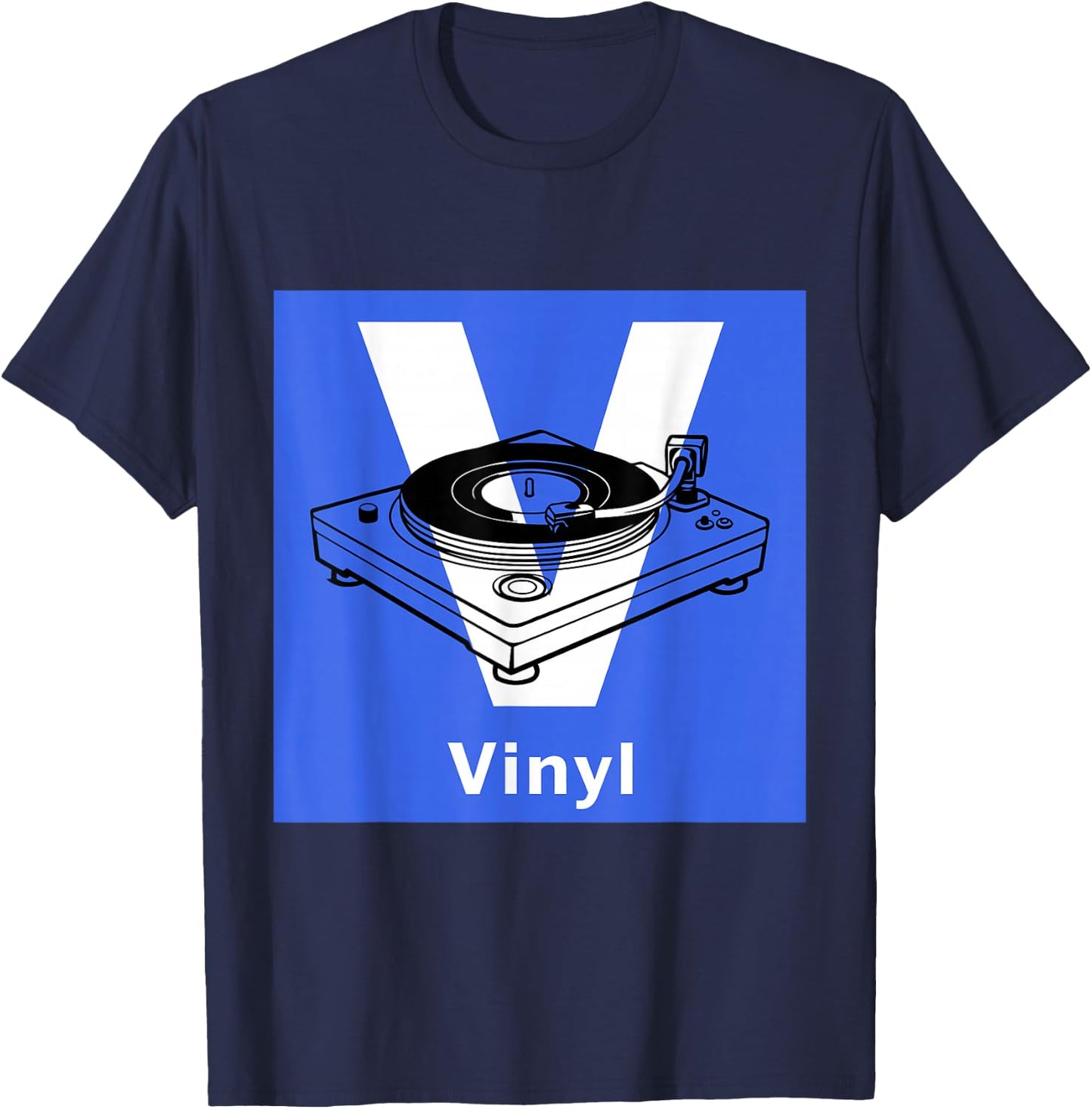 Old School DJ Retro Vinyl Collector Vintage Turntable T-Shirt - T-Shirt | Navy