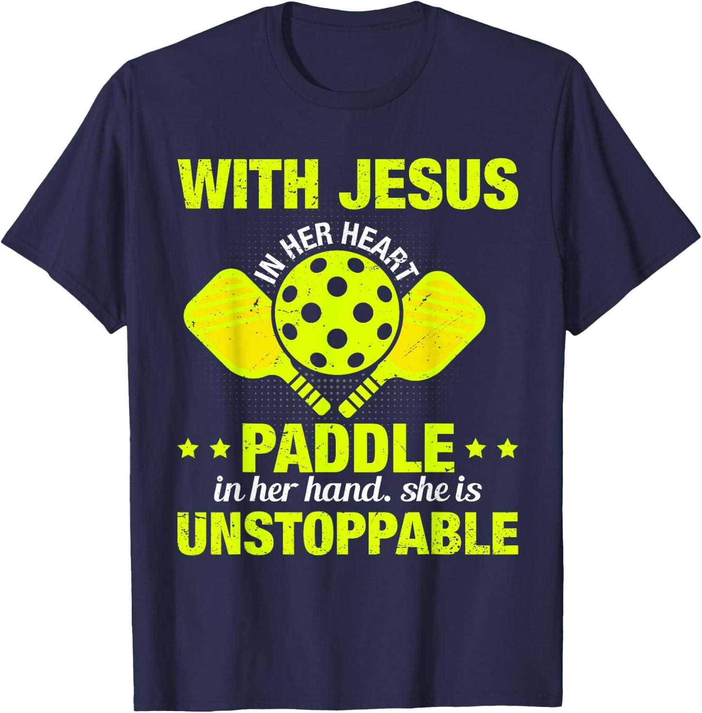 Christian Pickleball Girl Women Religious Jesus Pickleball T-Shirt - T-Shirt | Navy