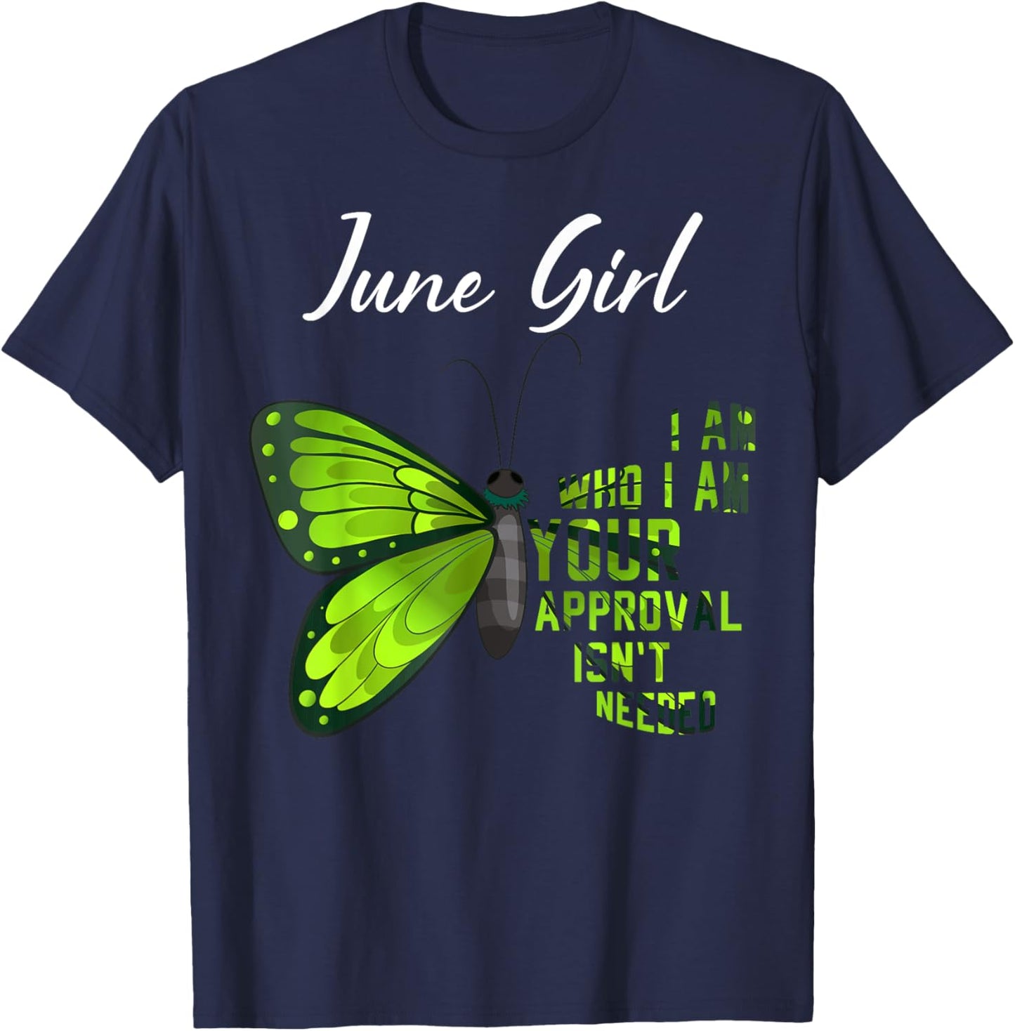Butterfly June Girl Birthday Bug Nature Month Garden T-Shirt - T-Shirt | Navy