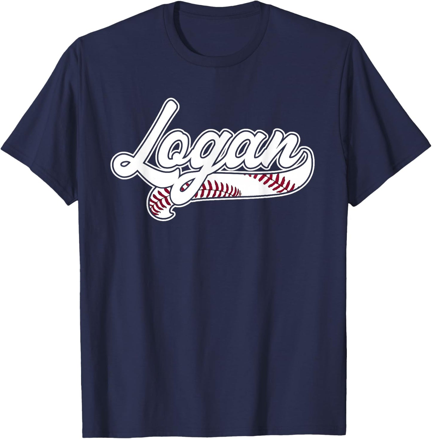 Logan Personalized Baseball Fan Birthday Name T-Shirt - T-Shirt | Navy