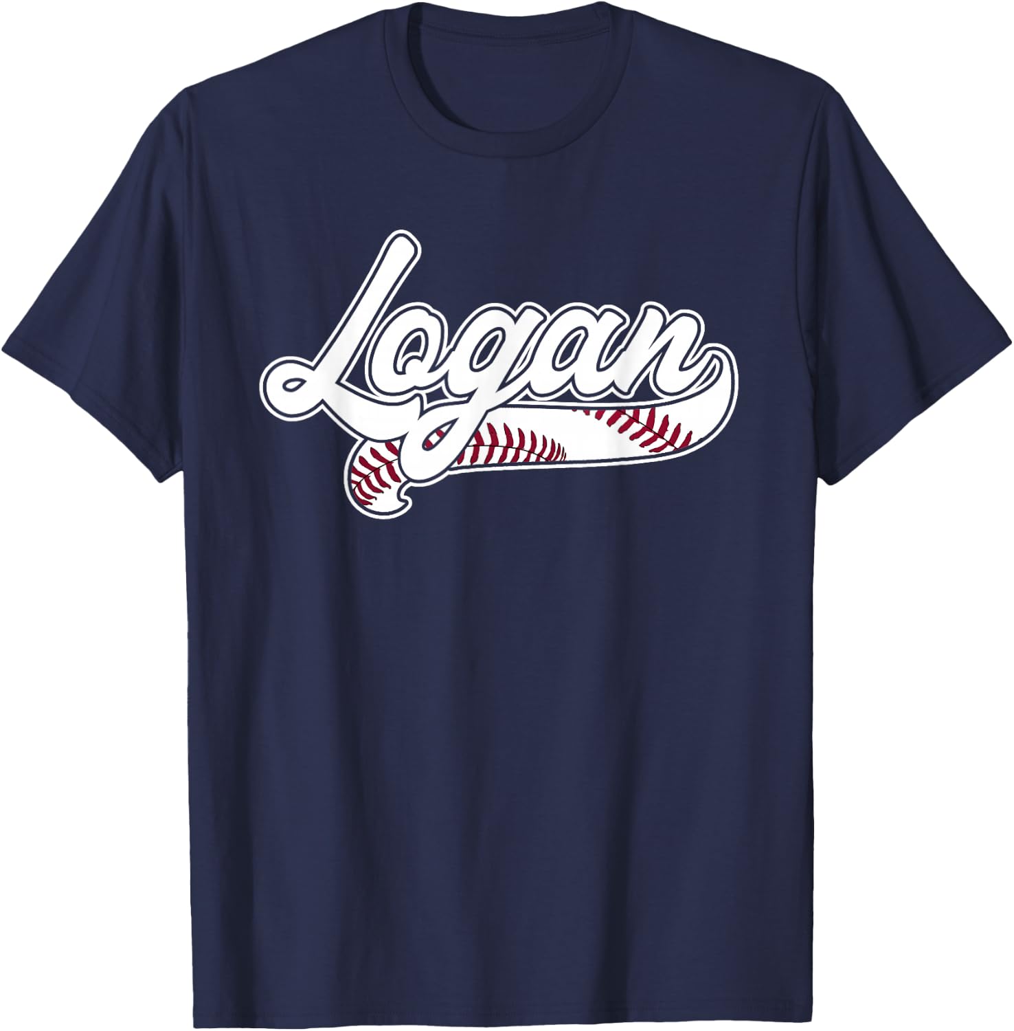 Logan Personalized Baseball Fan Birthday Name T-Shirt - T-Shirt | Navy