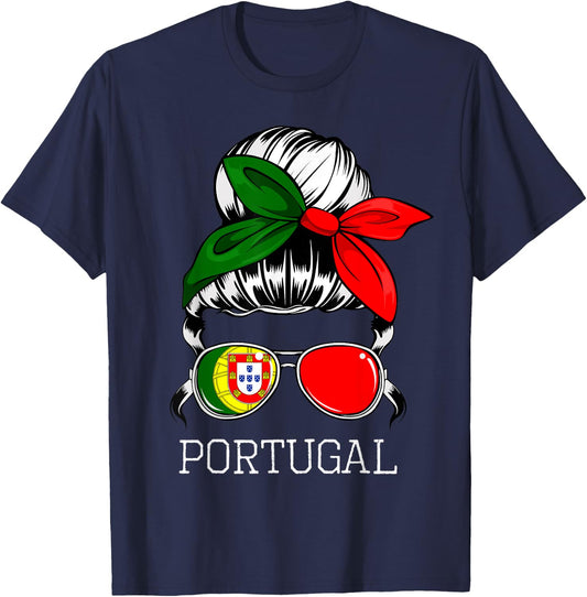 Portuguese Girl Portugal Woman Proud Portugal Flag Bandana T-Shirt - T-Shirt | Navy