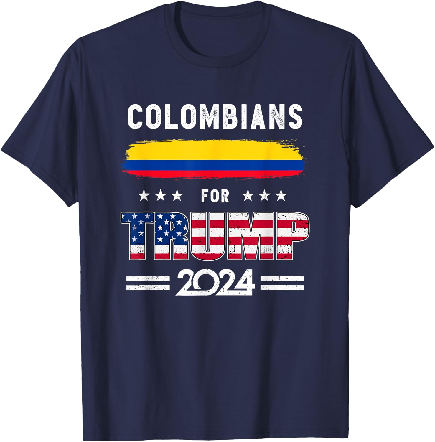 Colombians for Trump 2024 Colombia Flag Patriotic Supporter T-Shirt - T-Shirt | Navy