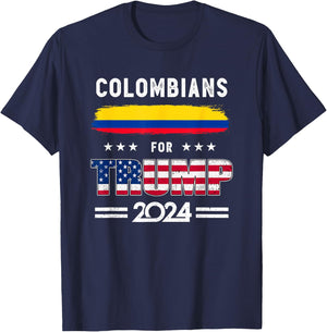 Colombians for Trump 2024 Colombia Flag Patriotic Supporter T-Shirt - T-Shirt | Navy