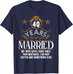 Married 40 Years Funny 40th wedding anniversary T-Shirt - T-Shirt | Navy