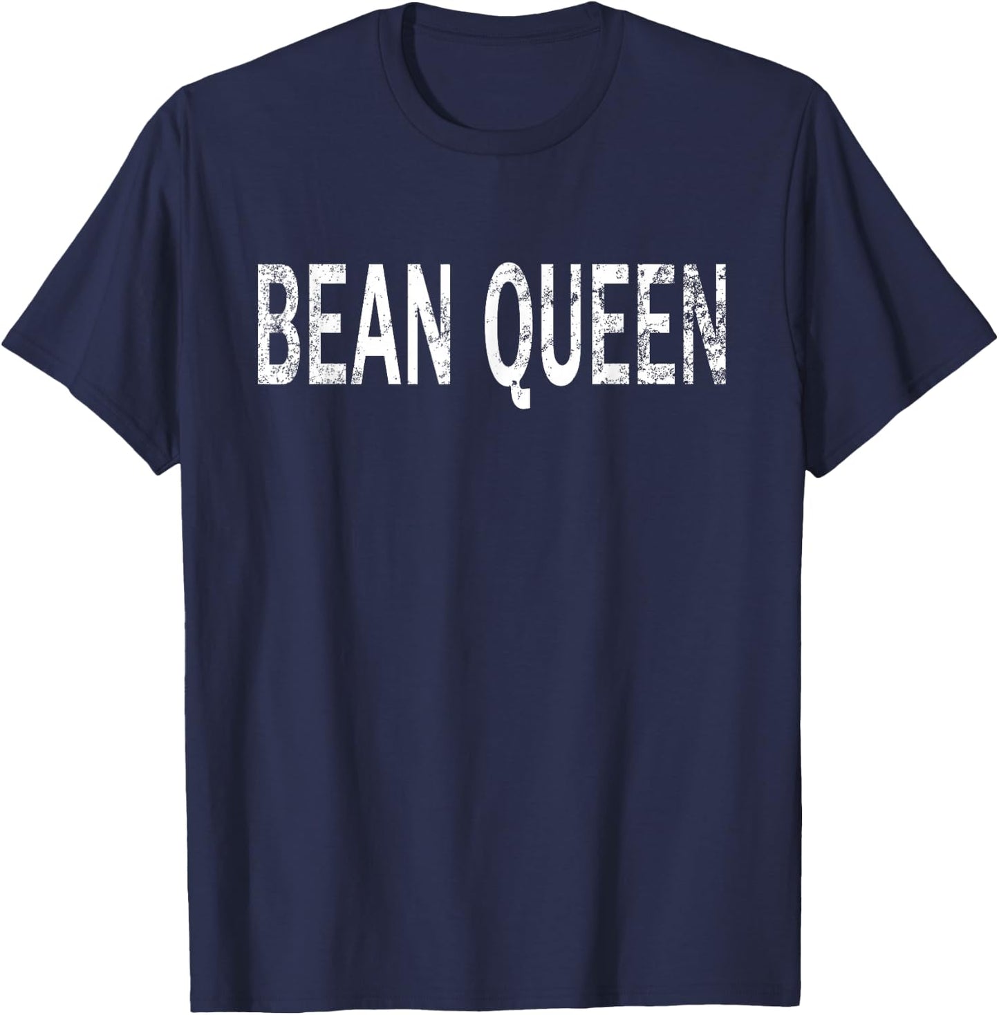 Vintage Bean Queen Distressed Coffee Enthusiast T-Shirt - T-Shirt | Navy