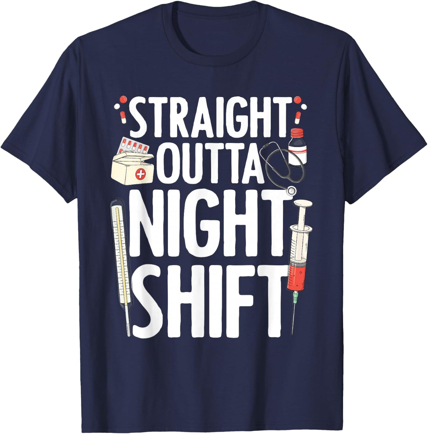 Night Shift Nurse Women Emergency Registered Nurse T-Shirt - T-Shirt | Navy