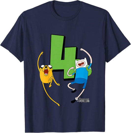 Kids Adventure Time Finn and Jake 4th Birthday T-Shirt - T-Shirt | Navy