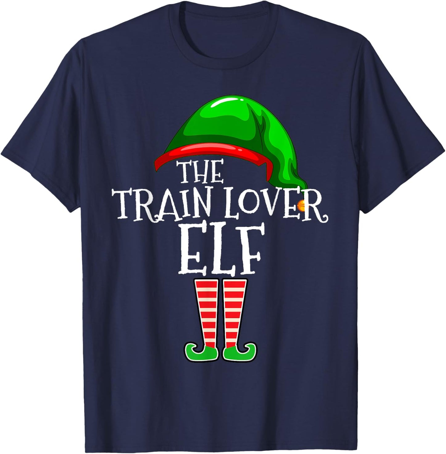Train Lover Elf Family Group Matching Christmas Gift Squad T-Shirt - T-Shirt | Navy