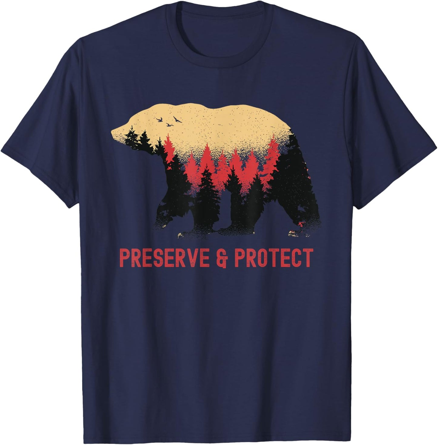 Earth Day Preserve and Protect Vintage National Park Bear T-Shirt - T-Shirt | Navy