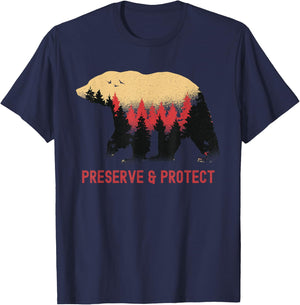 Earth Day Preserve and Protect Vintage National Park Bear T-Shirt - T-Shirt | Navy