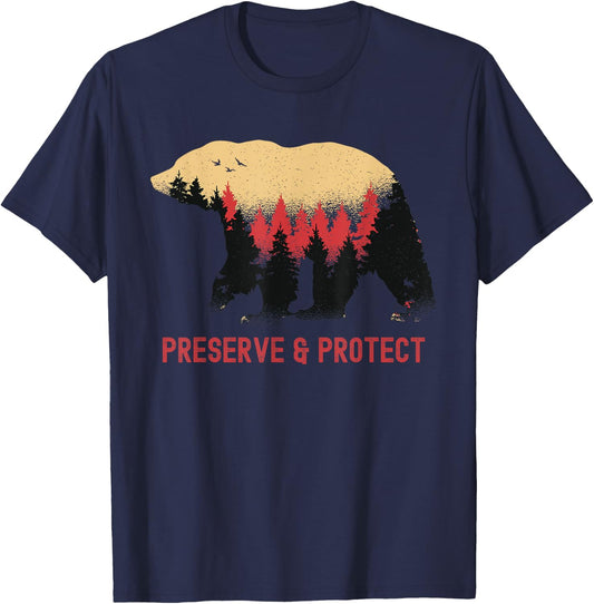 Earth Day Preserve and Protect Vintage National Park Bear T-Shirt - T-Shirt | Navy