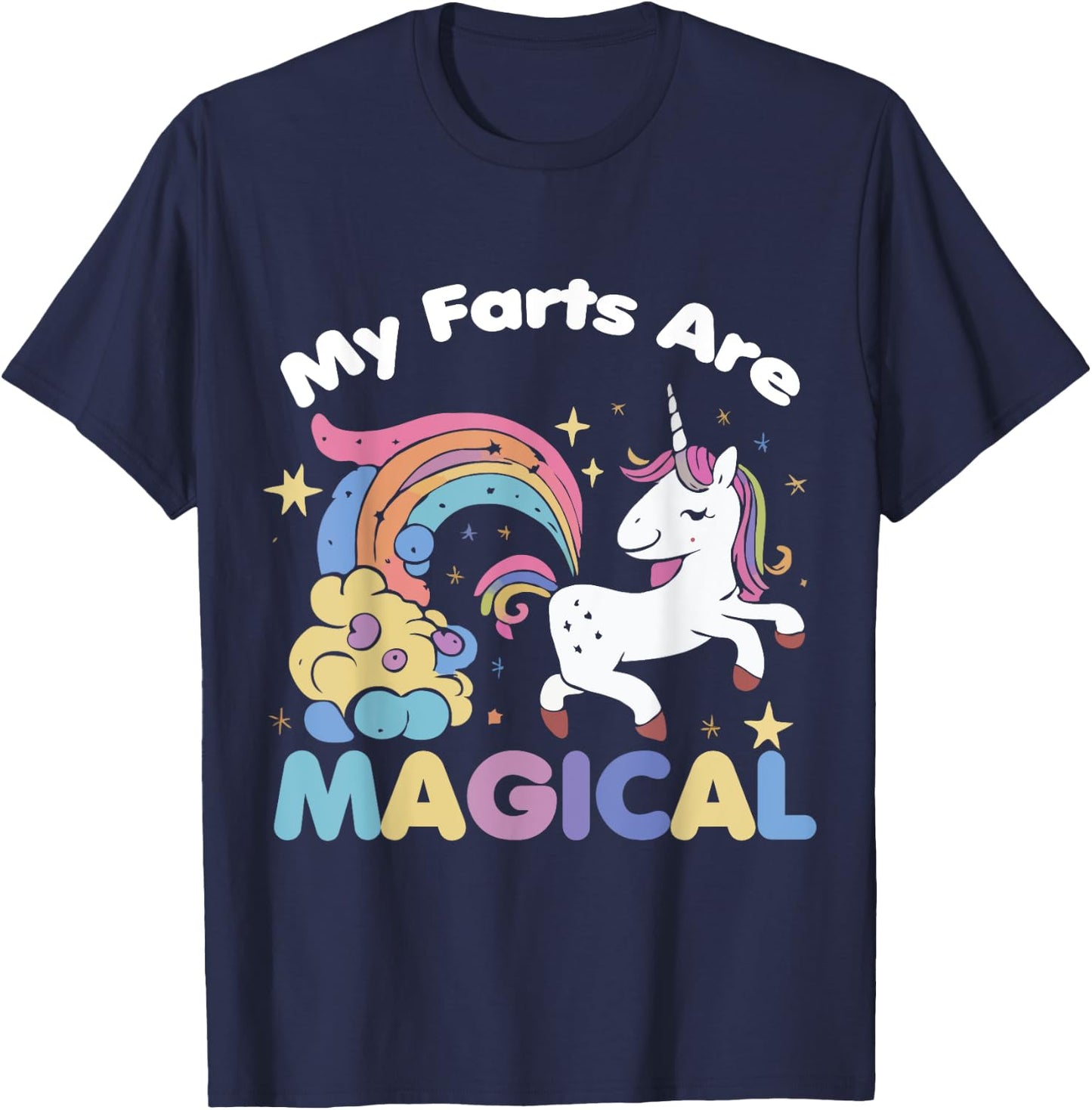 My Farts Are Magical Funny Unicorn Gag T-Shirt - T-Shirt | Navy