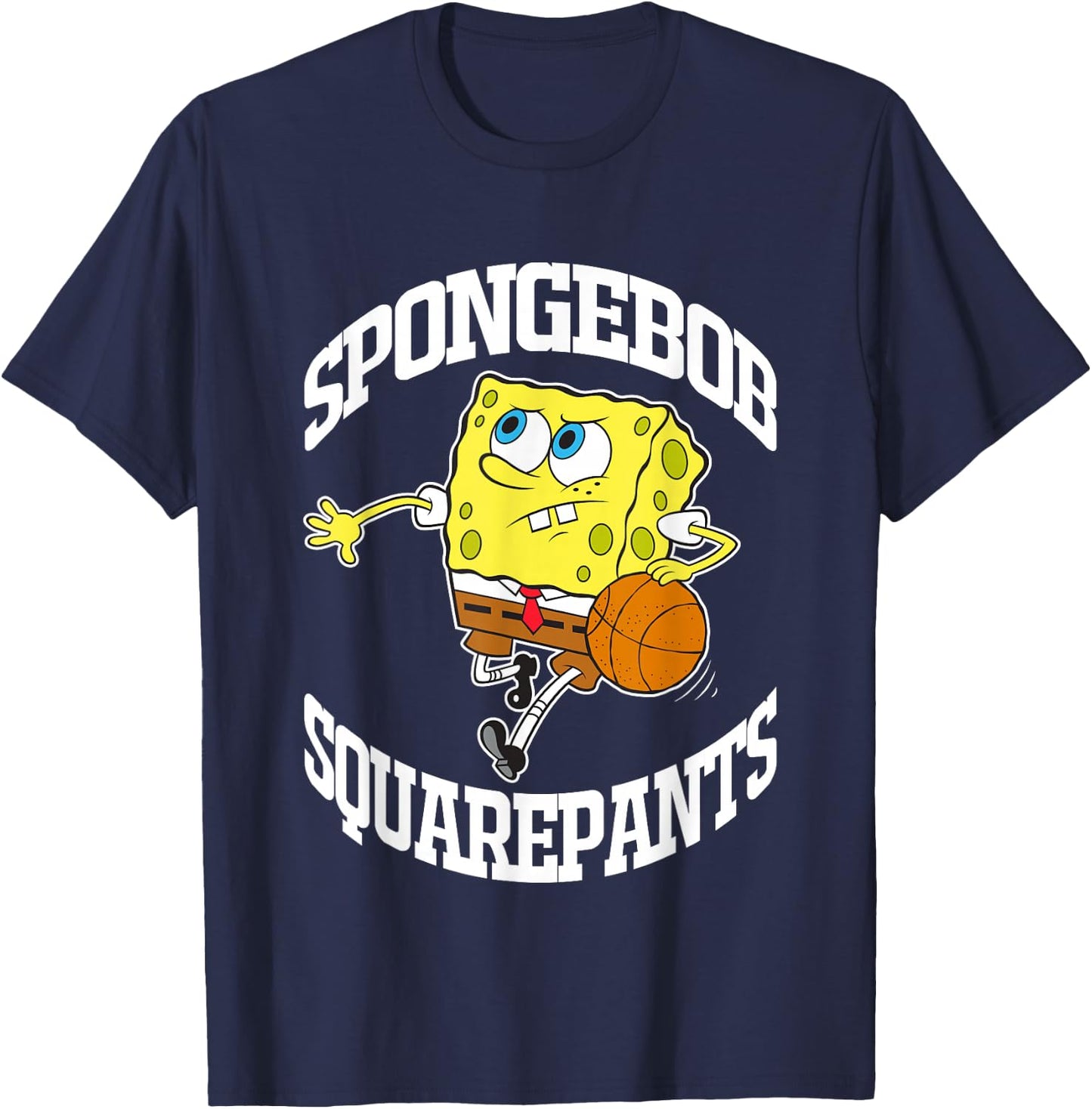 SpongeBob SquarePants Playing Basketball White Logo T-Shirt - T-Shirt | Navy