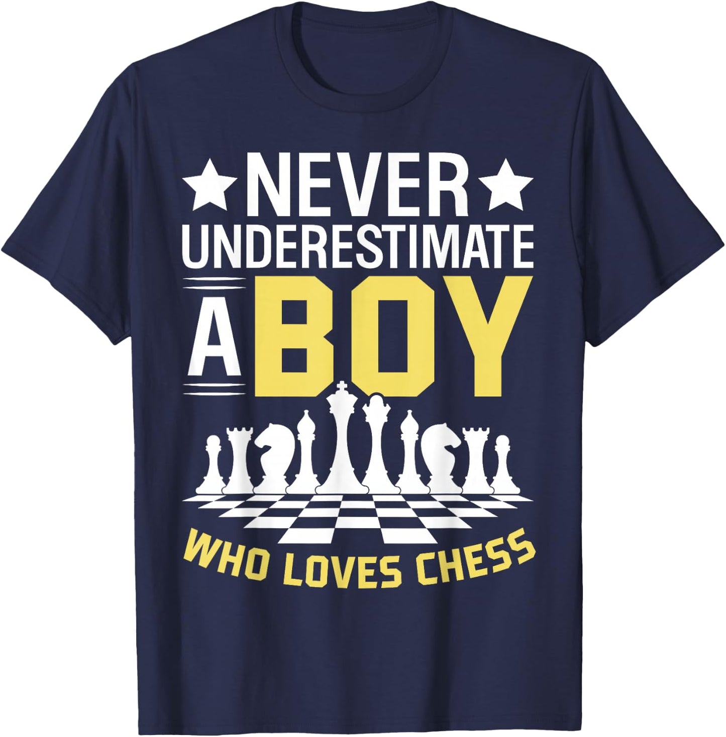 Never Underestimate A Boy Who Loves Chess T-Shirt - T-Shirt | Navy