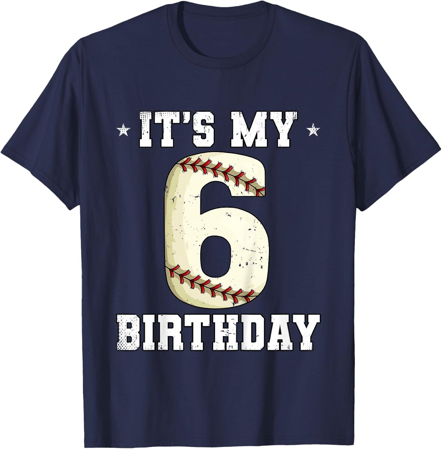 Kids 6th Birthday Baseball T-Shirt - T-Shirt | Navy