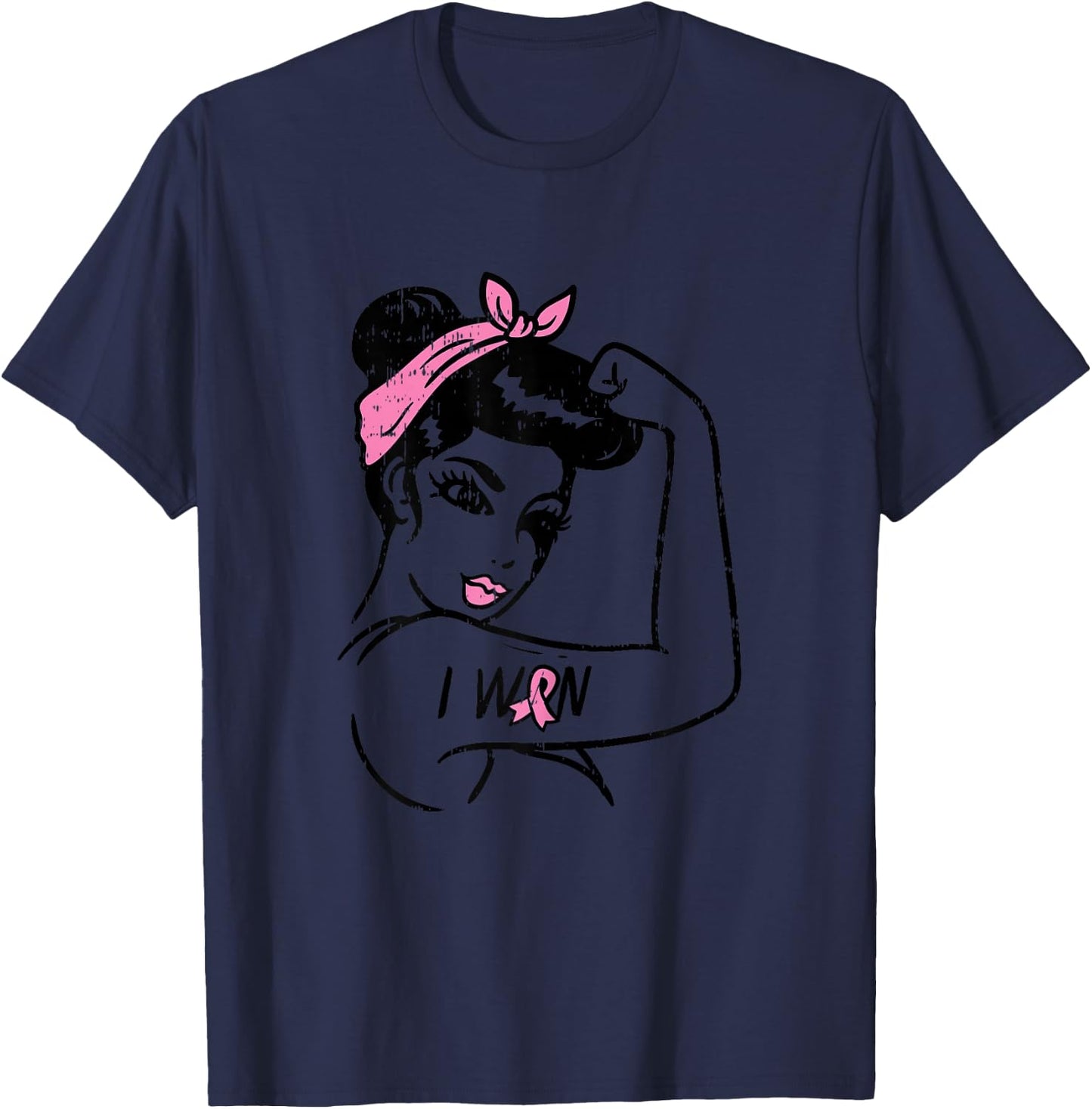 Rosie Riveter I Won Awareness Breast Cancer Survivor Women T-Shirt - T-Shirt | Navy