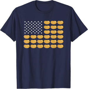 Potatoes American Flag 4th of July Funny Patriotic Potato T-Shirt - T-Shirt | Navy