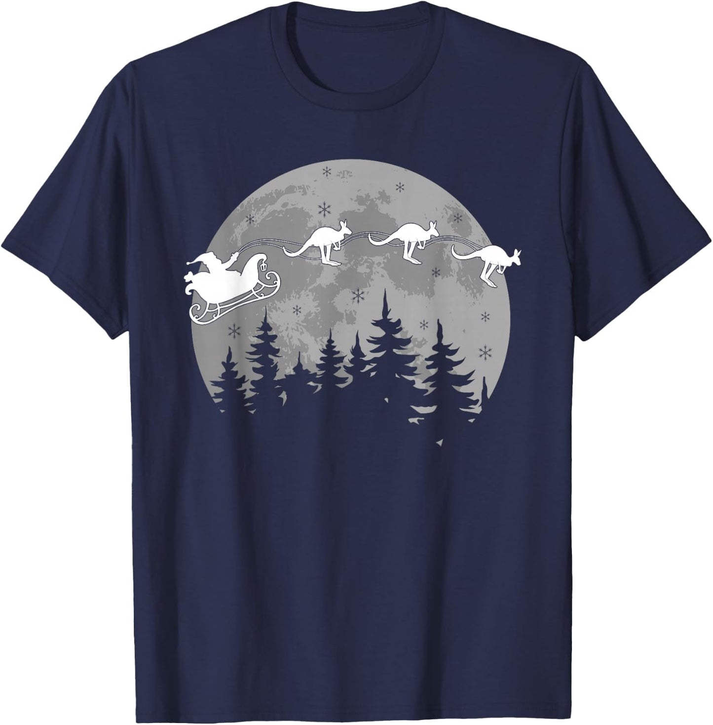 Cute Australia Kangaroo Santa Sleigh Aussie Christmas T-Shirt - T-Shirt | Navy