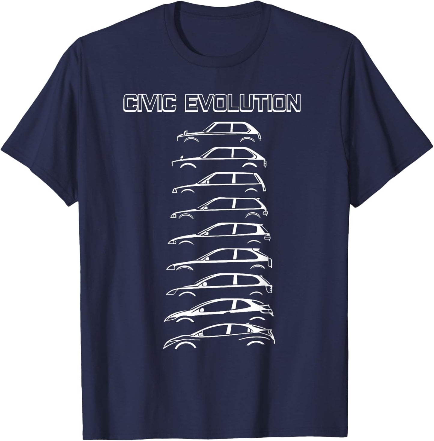 Civic Evolution EK EG Type R SI EF Japanese Car , Small, Black T-Shirt - T-Shirt | Navy