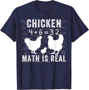 Chicken Math is Real, Chicken Lover Funny Chicken Math Meme T-Shirt - T-Shirt | Navy