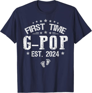 First time G-Pop est.2024 Father's Day Promoted To G-Pop T-Shirt - T-Shirt | Navy
